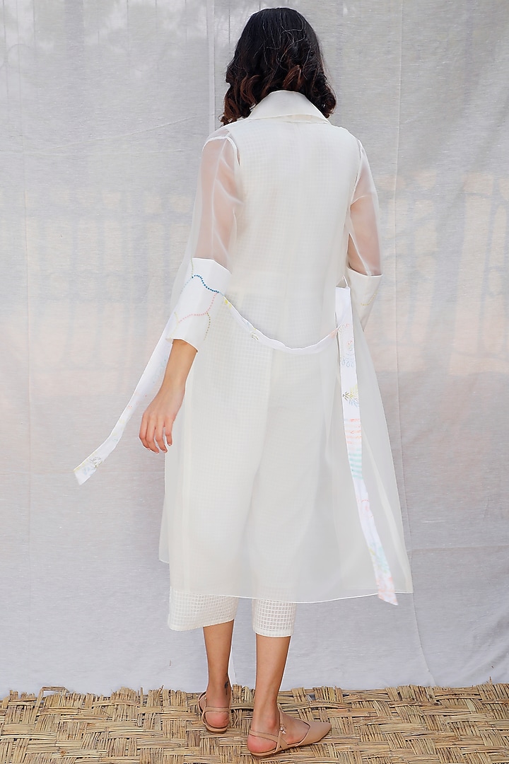 Ivory Textured Jumpsuit With Long Jacket by Arcvsh by Pallavi Singh at Pernia's Pop Up Shop