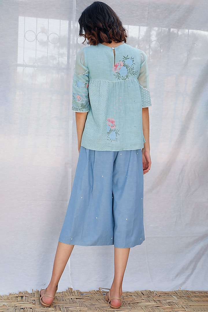 Mint Blue Embroidered Top by Arcvsh by Pallavi Singh at Pernia's Pop Up Shop