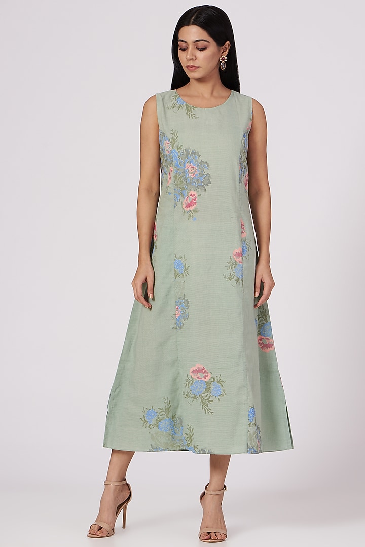 Mint Green Midi Dress by Arcvsh by Pallavi Singh at Pernia's Pop Up Shop