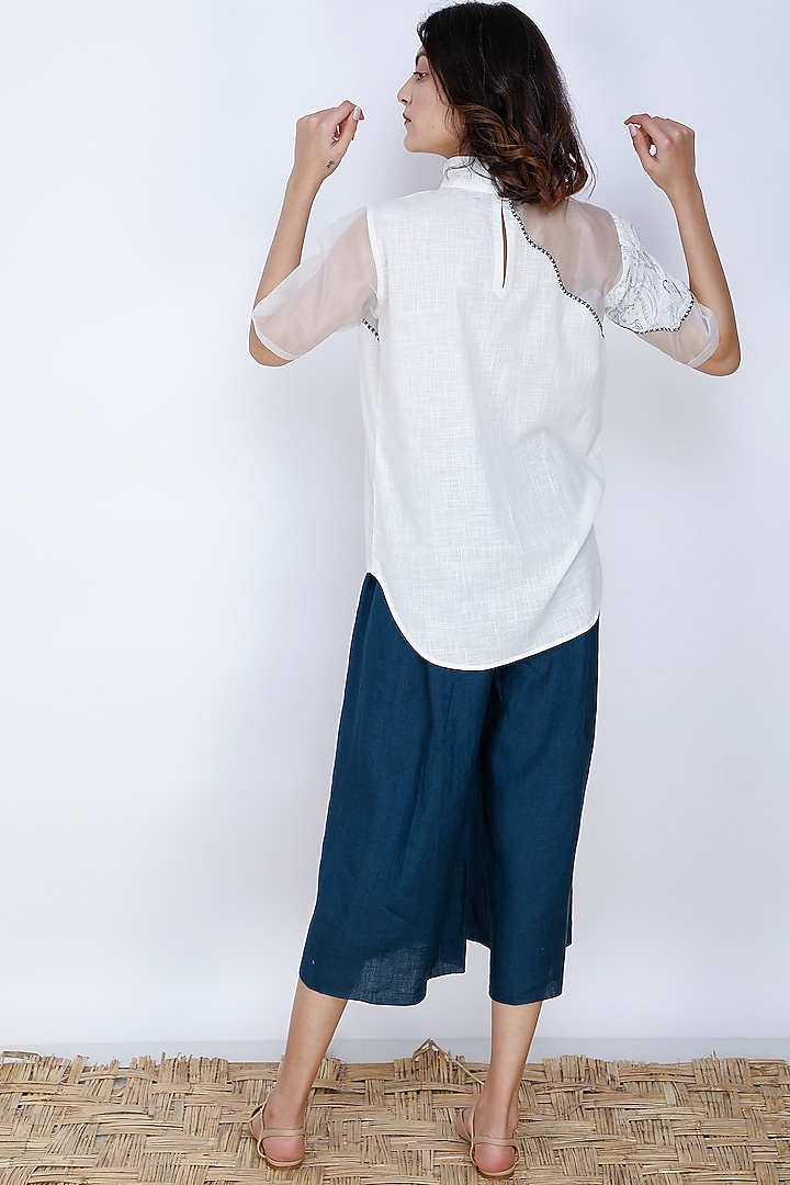 Ivory Printed & Embroidered Top by Arcvsh by Pallavi Singh at Pernia's Pop Up Shop