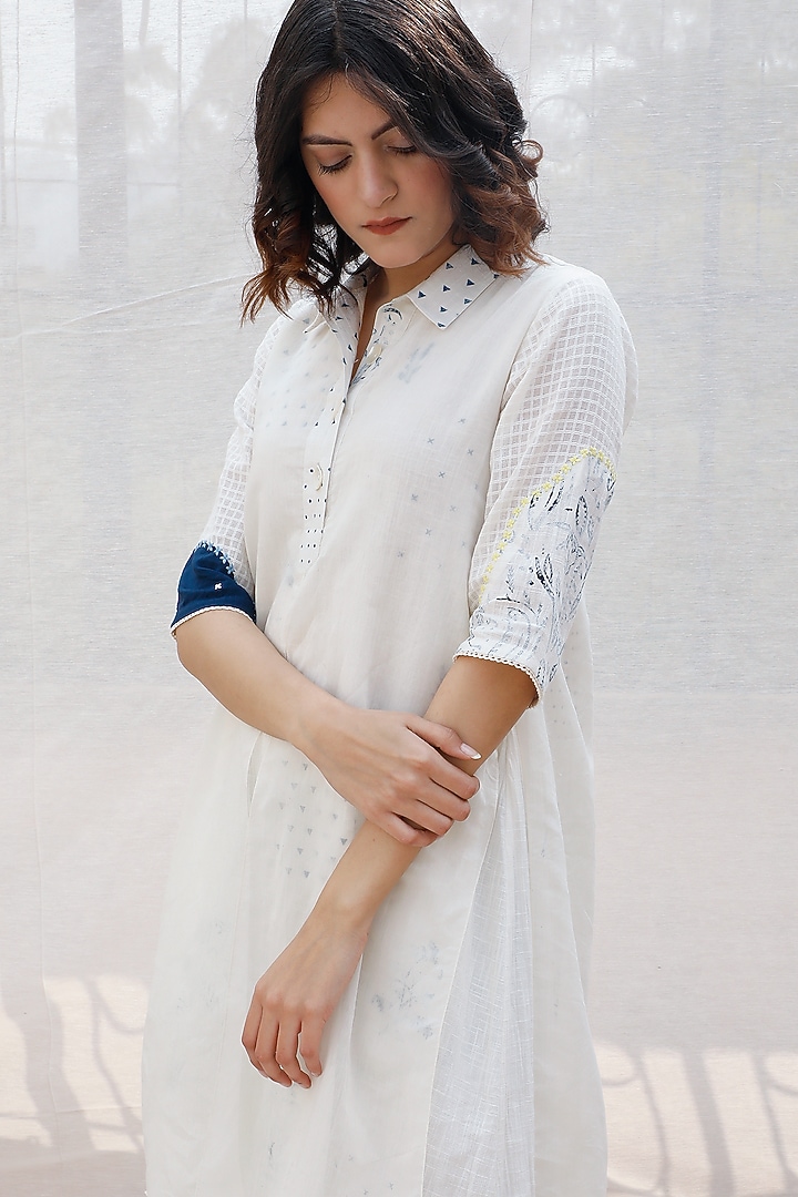 Ivory Printed Layered Tunic by Arcvsh by Pallavi Singh at Pernia's Pop Up Shop