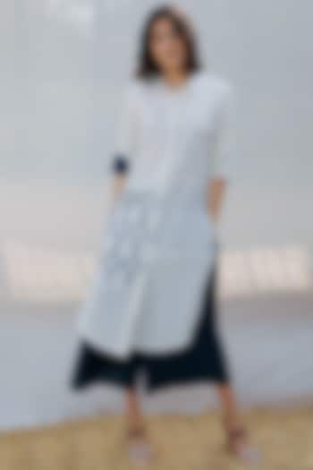 Ivory Printed Front Open Tunic by Arcvsh by Pallavi Singh at Pernia's Pop Up Shop