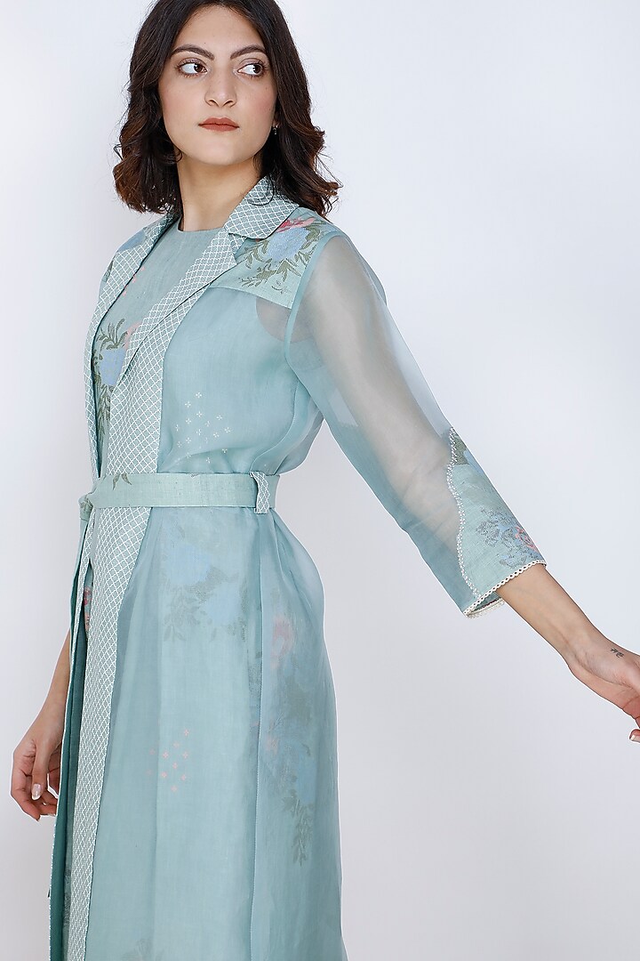 Mint Rose Jacket with Mint Rose Dress by Arcvsh by Pallavi Singh at Pernia's Pop Up Shop