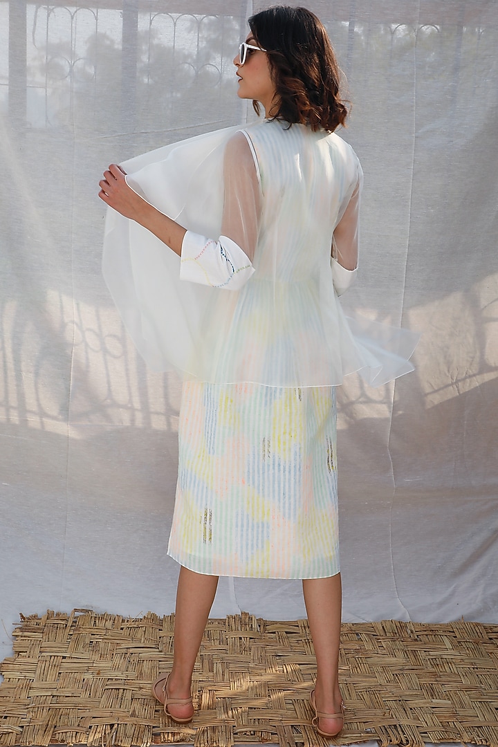 Multi Colored Striped Dress With Jacket by Arcvsh by Pallavi Singh at Pernia's Pop Up Shop