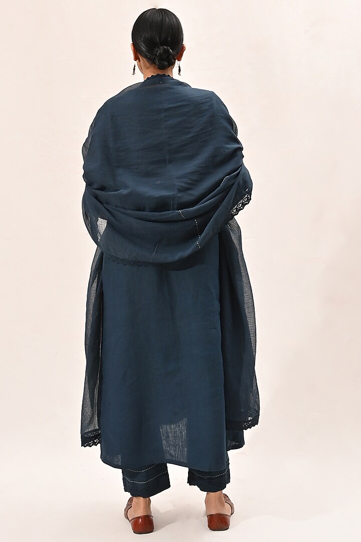 Indigo Embroidered & Printed Kurta Set by Arcvsh by Pallavi Singh at Pernia's Pop Up Shop