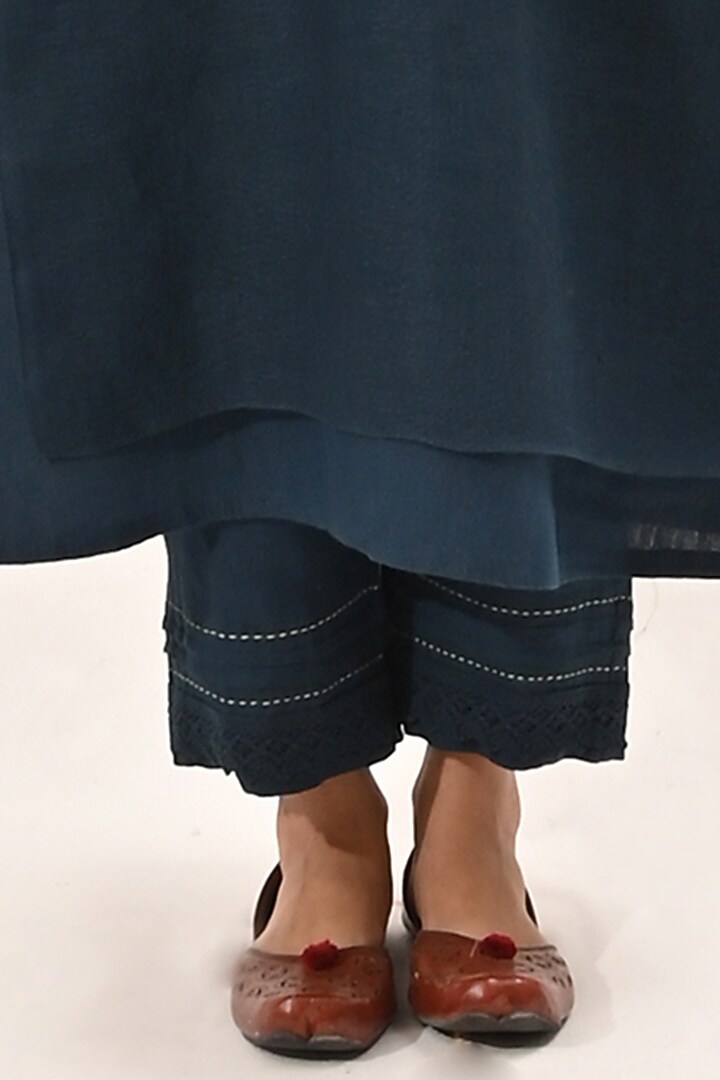 Indigo Embroidered & Printed Kurta Set by Arcvsh by Pallavi Singh at Pernia's Pop Up Shop