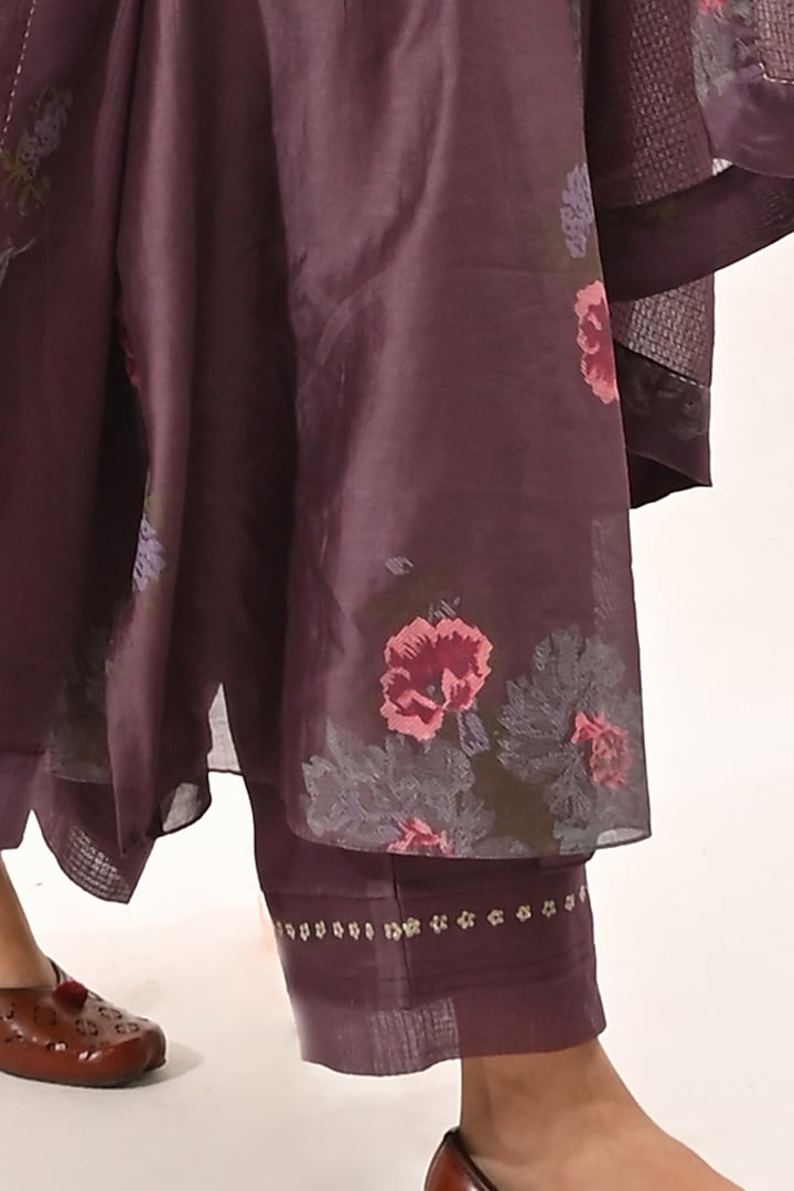 Dark Lavender Embroidered & Printed Kurta Set by Arcvsh by Pallavi Singh at Pernia's Pop Up Shop