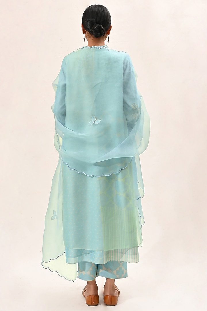 Mint Block Printed Kurta Set by Arcvsh by Pallavi Singh at Pernia's Pop Up Shop