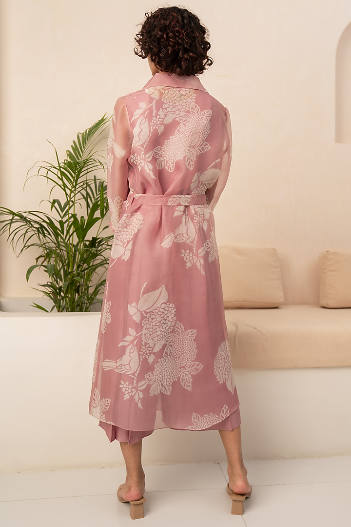 Lavender Organza Printed Jacket With Jumpsuit by Arcvsh by Pallavi Singh at Pernia's Pop Up Shop