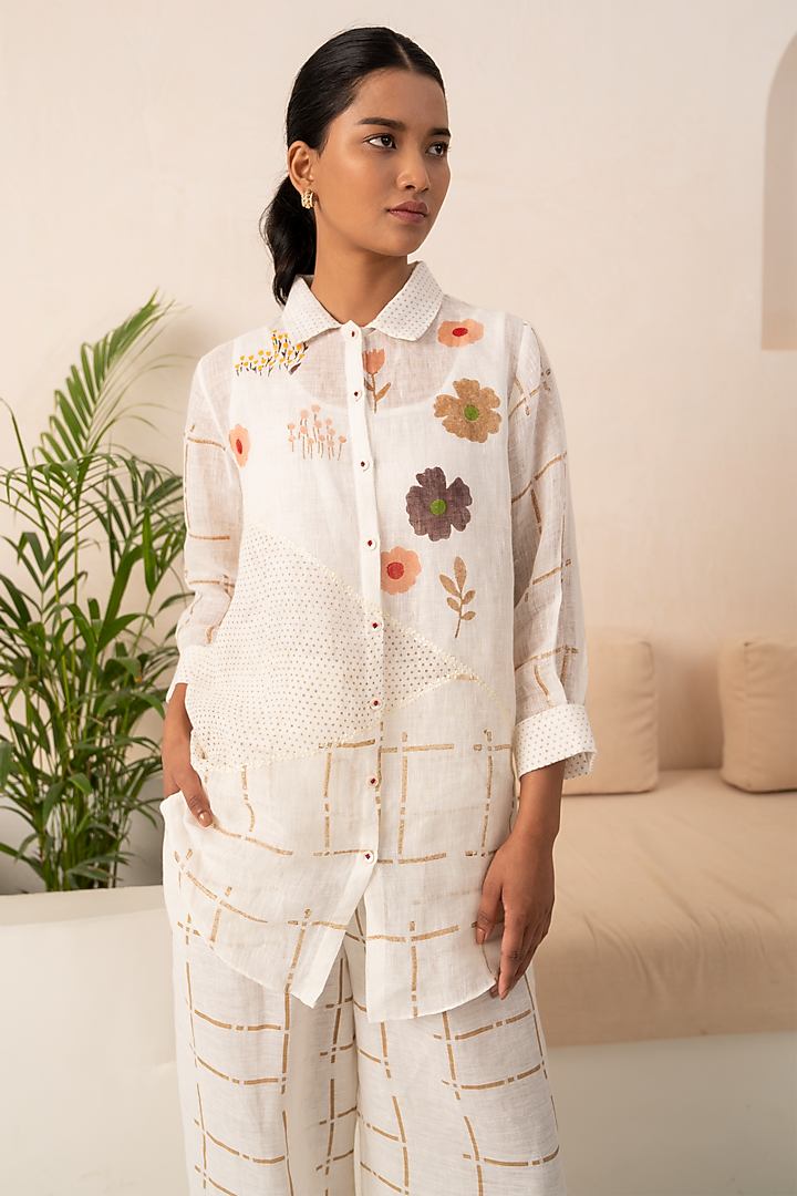 Ivory Chanderi Pant Set by Arcvsh by Pallavi Singh at Pernia's Pop Up Shop