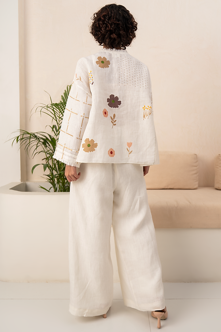 Ivory Linen Pant Set by Arcvsh by Pallavi Singh at Pernia's Pop Up Shop