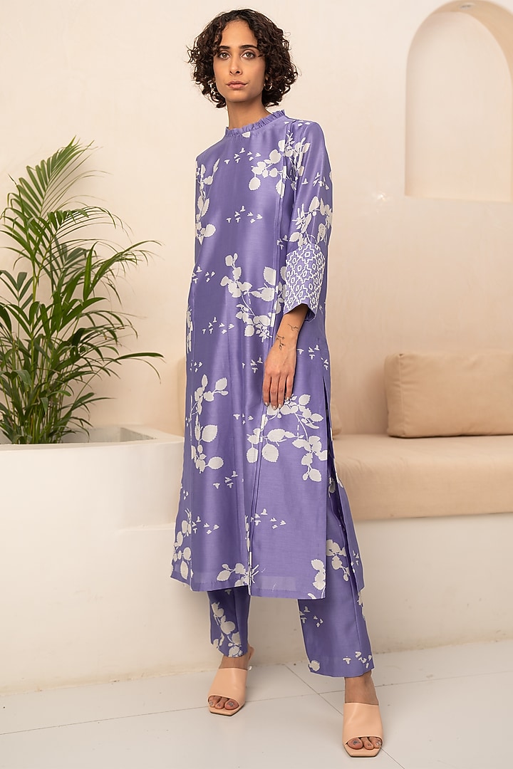 Twilight Silk Chanderi Printed Tunic Set by Arcvsh by Pallavi Singh at Pernia's Pop Up Shop
