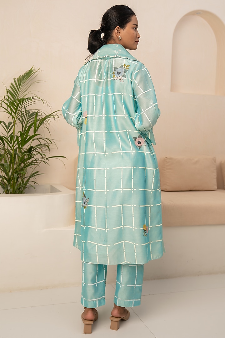 Mint Chanderi Printed Tunic Set by Arcvsh by Pallavi Singh at Pernia's Pop Up Shop