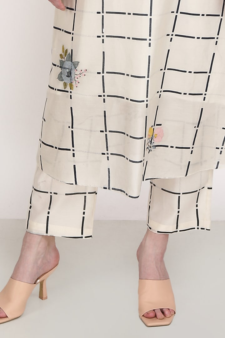 Ivory & Indigo Chanderi Printed Tunic Set by Arcvsh by Pallavi Singh at Pernia's Pop Up Shop