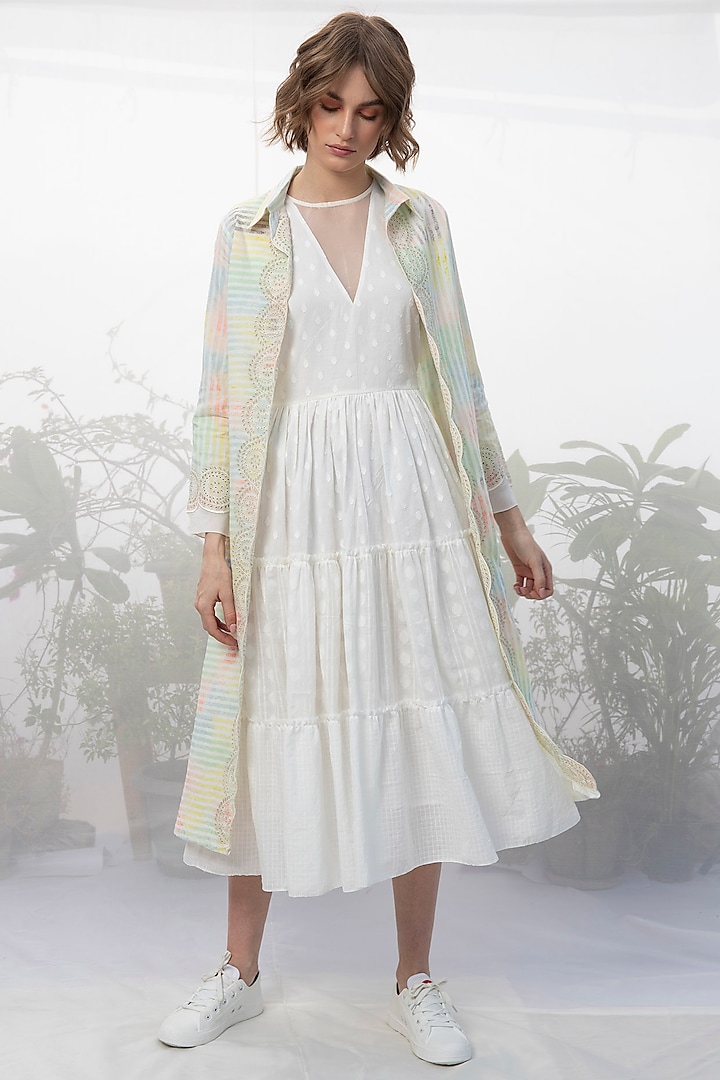 Ivory Printed Jacket With Dress by Arcvsh by Pallavi Singh