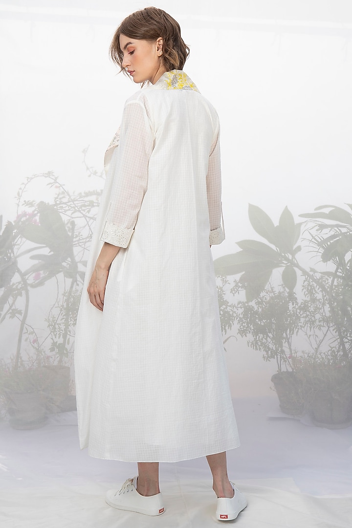 Ivory Screen Printed Jacket With Dress by Arcvsh by Pallavi Singh at Pernia's Pop Up Shop