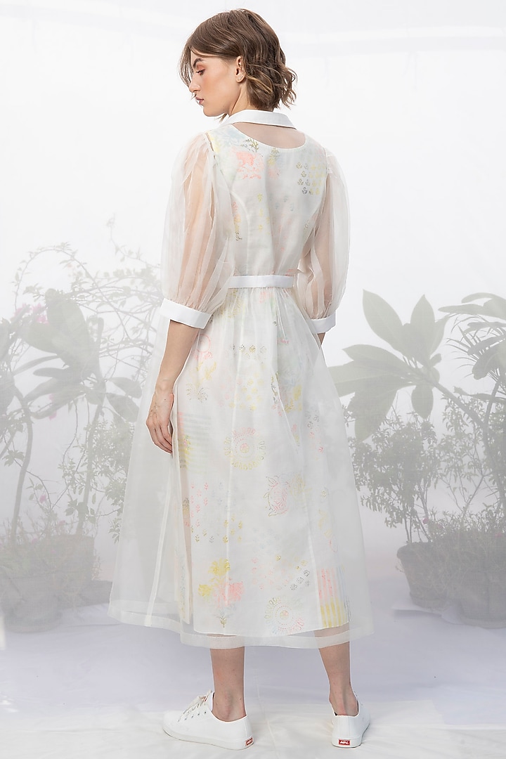 Ivory Printed Dress With Overlay by Arcvsh by Pallavi Singh at Pernia's Pop Up Shop