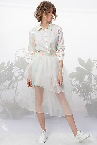 Ivory Printed Skirt Set by Arcvsh by Pallavi Singh