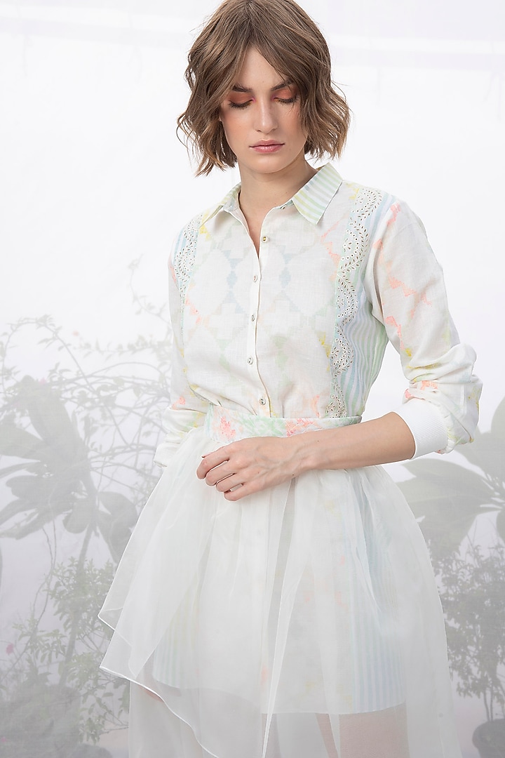 Ivory Printed Skirt Set by Arcvsh by Pallavi Singh at Pernia's Pop Up Shop