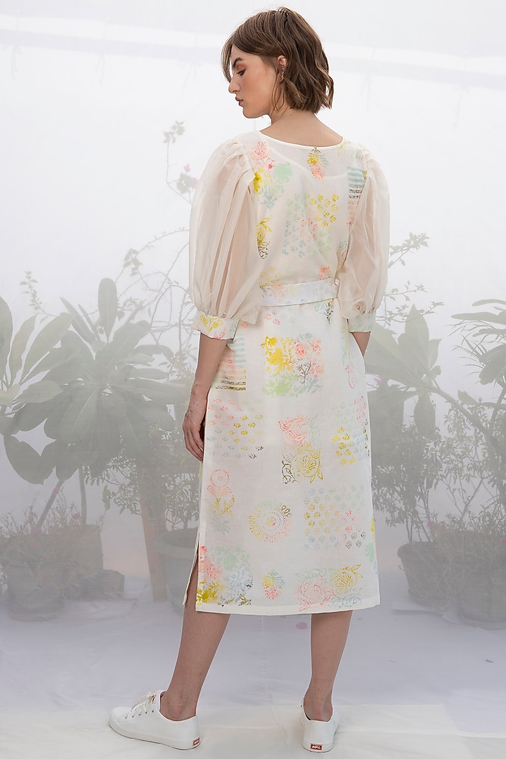 Ivory Hand Block Printed Dress by Arcvsh by Pallavi Singh at Pernia's Pop Up Shop