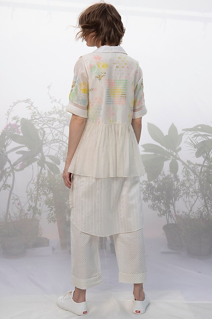 Ivory Printed Overlay Jacket Set by Arcvsh by Pallavi Singh at Pernia's Pop Up Shop