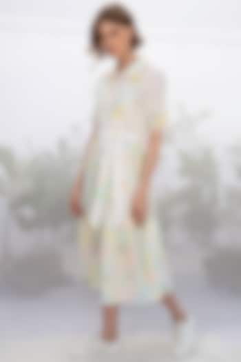 Ivory Printed Linen Dress by Arcvsh by Pallavi Singh at Pernia's Pop Up Shop