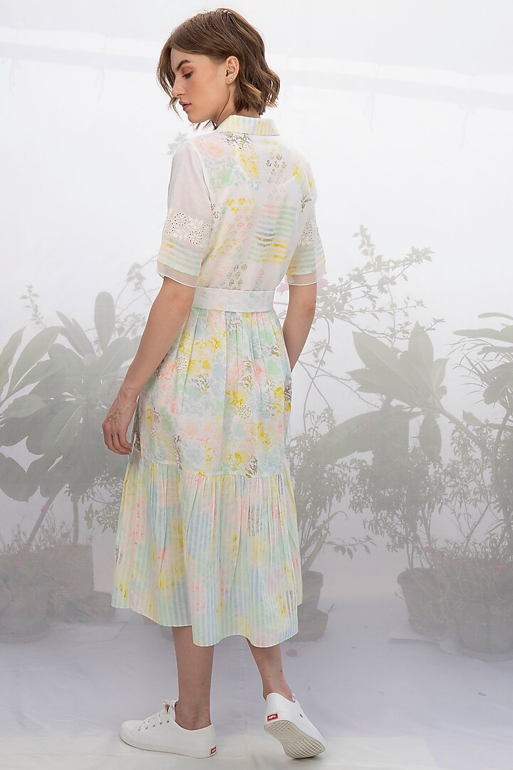 Ivory Printed Linen Dress by Arcvsh by Pallavi Singh at Pernia's Pop Up Shop