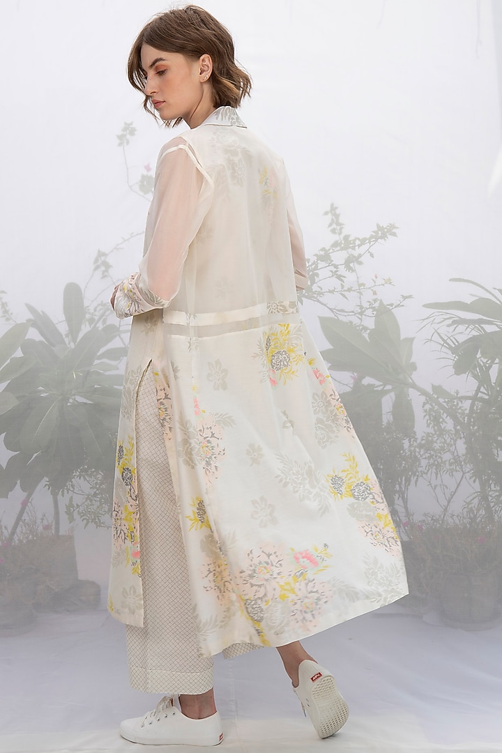 Ivory Printed Jacket & Pant Set by Arcvsh by Pallavi Singh at Pernia's Pop Up Shop