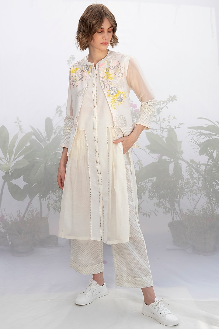 Ivory Printed Jacket Set by Arcvsh by Pallavi Singh