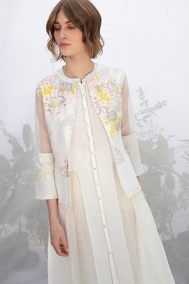 Ivory Printed Jacket Set by Arcvsh by Pallavi Singh at Pernia's Pop Up Shop