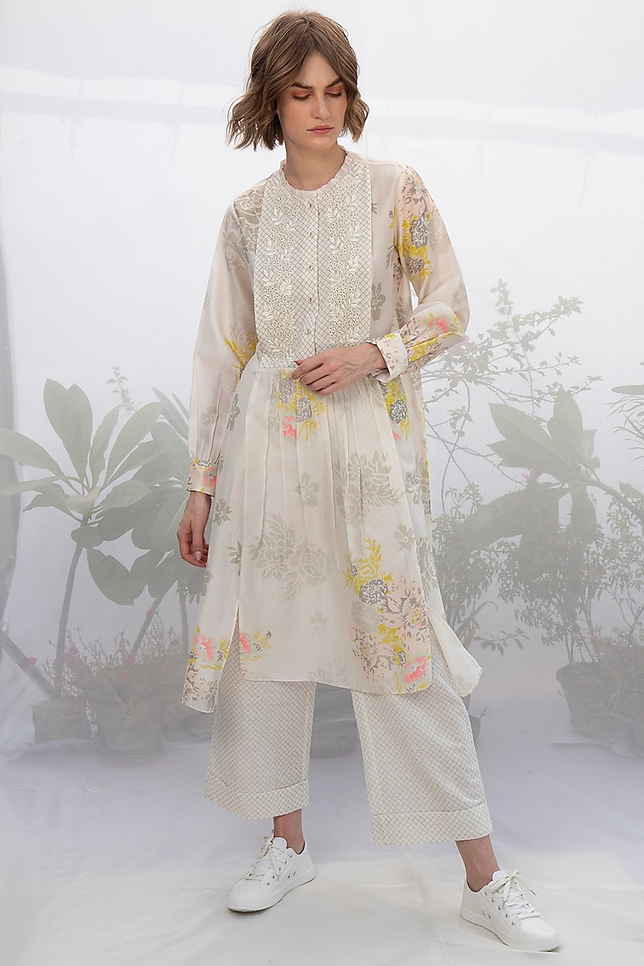 Ivory Printed Tunic With Slip by Arcvsh by Pallavi Singh