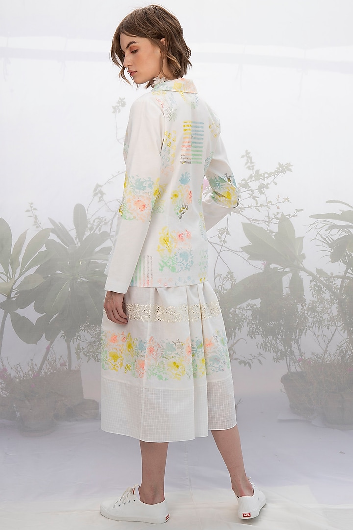 Ivory Block Printed Skirt Set by Arcvsh by Pallavi Singh at Pernia's Pop Up Shop