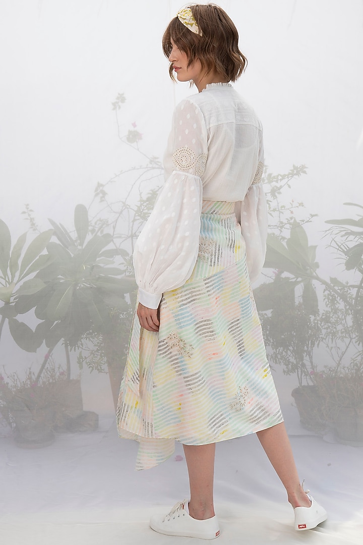 Ivory Hand Block Printed Skirt Set by Arcvsh by Pallavi Singh at Pernia's Pop Up Shop