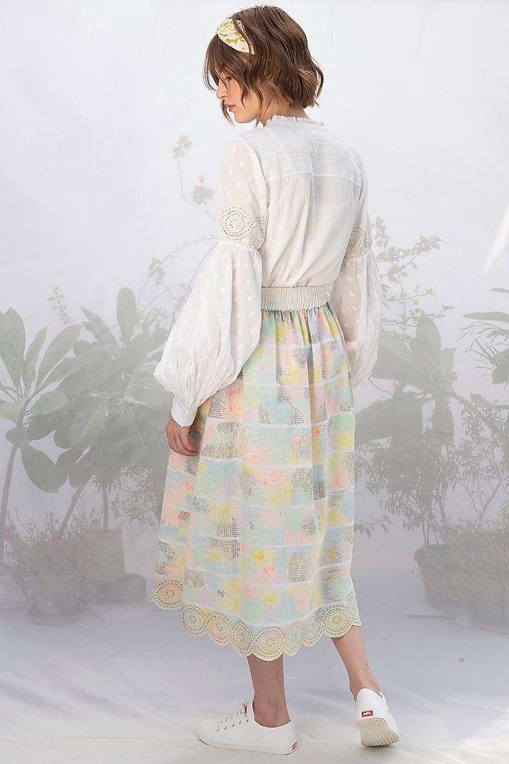 Ivory Block Printed Skirt Set by Arcvsh by Pallavi Singh at Pernia's Pop Up Shop