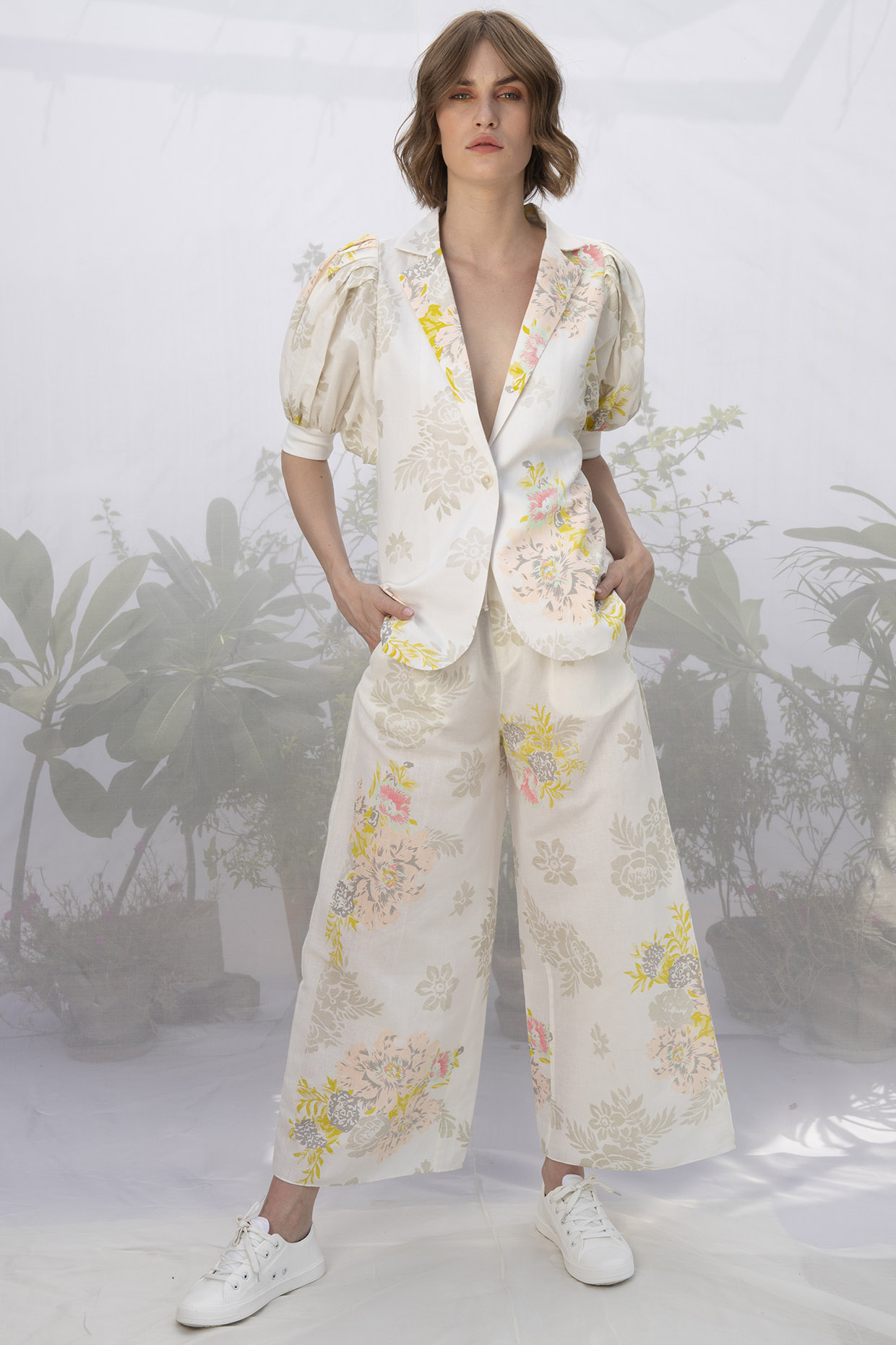 Ivory Printed Blazer Set by Arcvsh by Pallavi Singh at Pernia's Pop Up Shop
