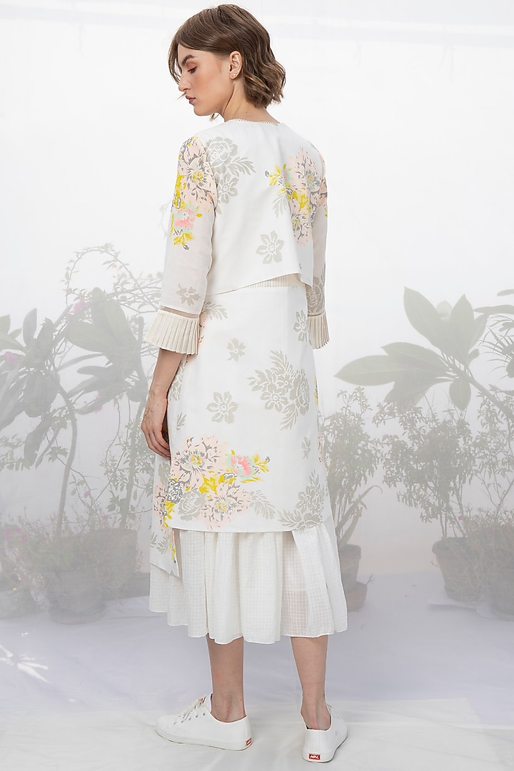Ivory Printed Jacket & Dress by Arcvsh by Pallavi Singh at Pernia's Pop Up Shop
