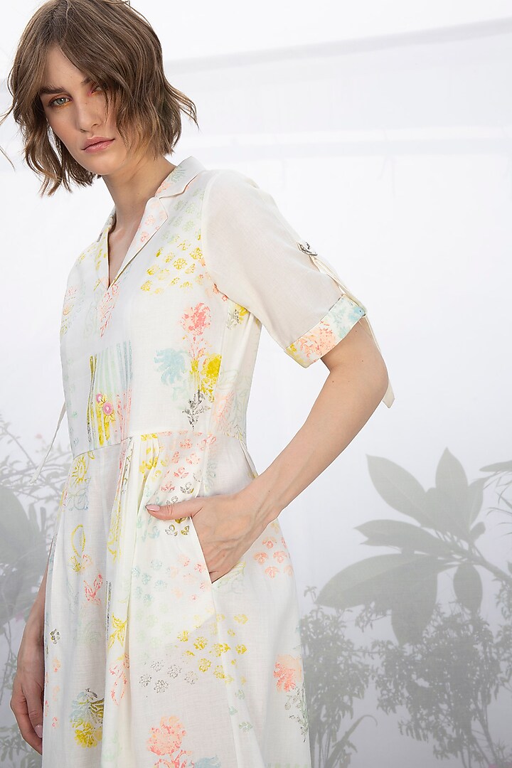Ivory Printed Jumpsuit by Arcvsh by Pallavi Singh at Pernia's Pop Up Shop