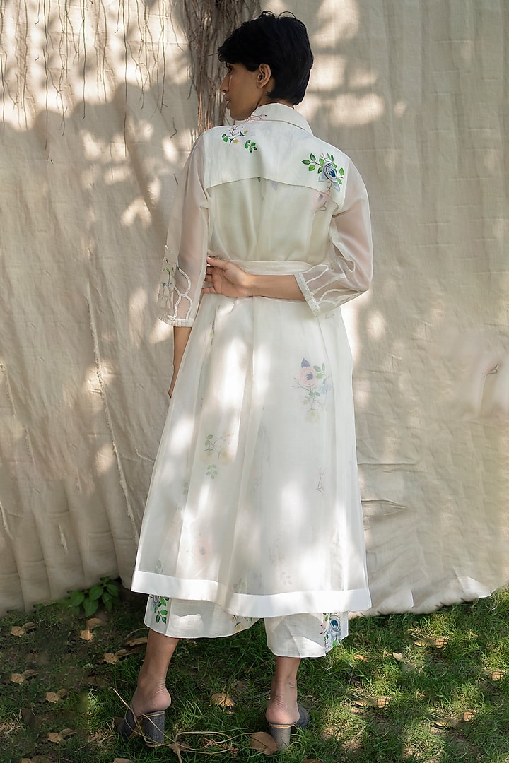 Ivory Printed & Embroidered Jumpsuit With Jacket by Arcvsh by Pallavi Singh at Pernia's Pop Up Shop