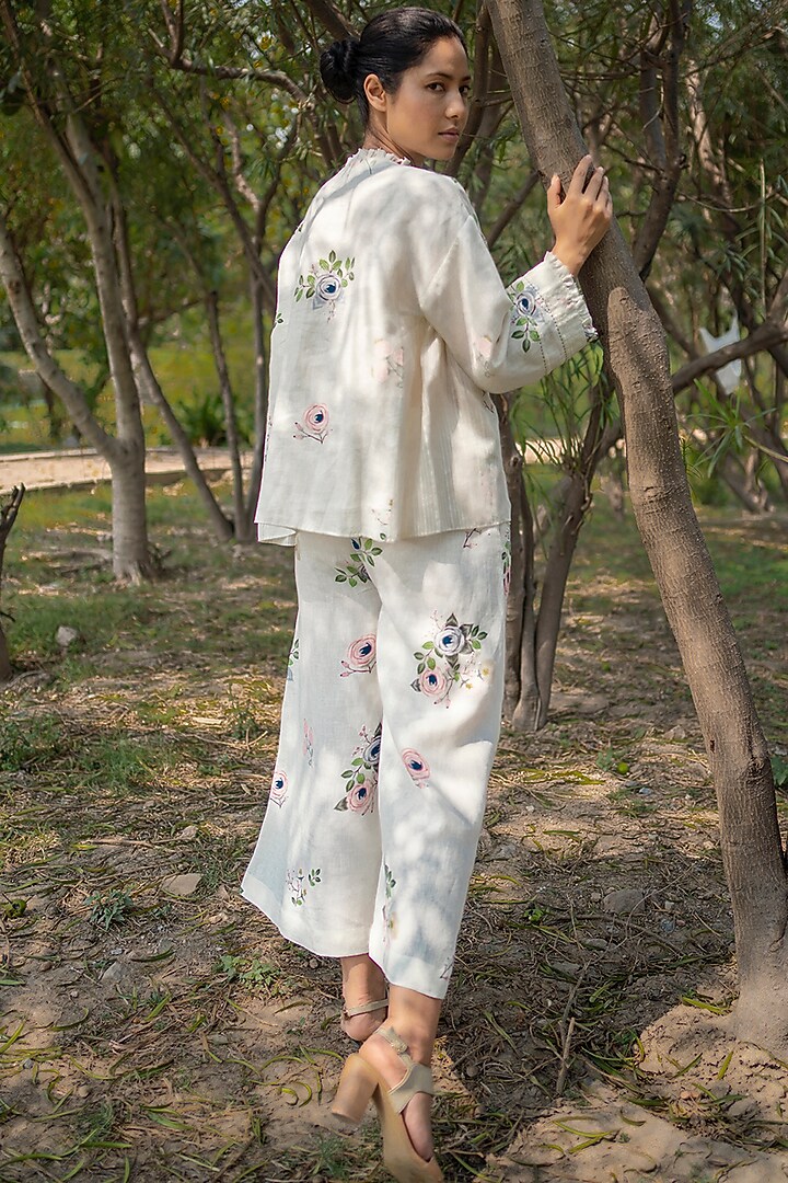 Ivory Printed Pants by Arcvsh by Pallavi Singh at Pernia's Pop Up Shop
