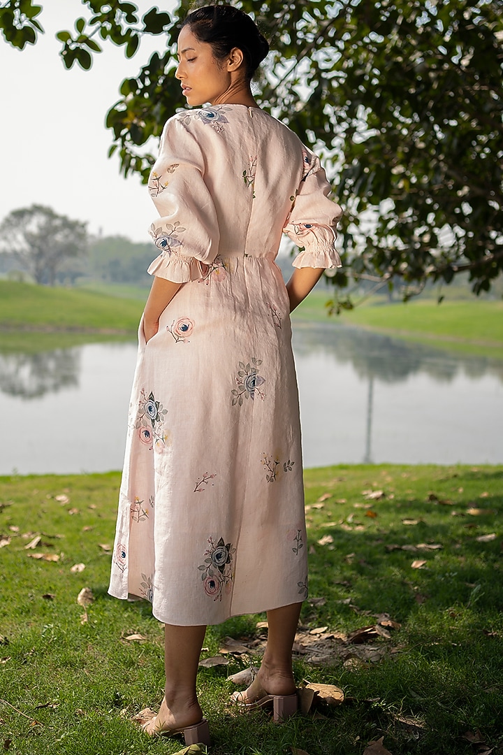 Old Rose Midi Summer Dress With Bead Work by Arcvsh by Pallavi Singh at Pernia's Pop Up Shop