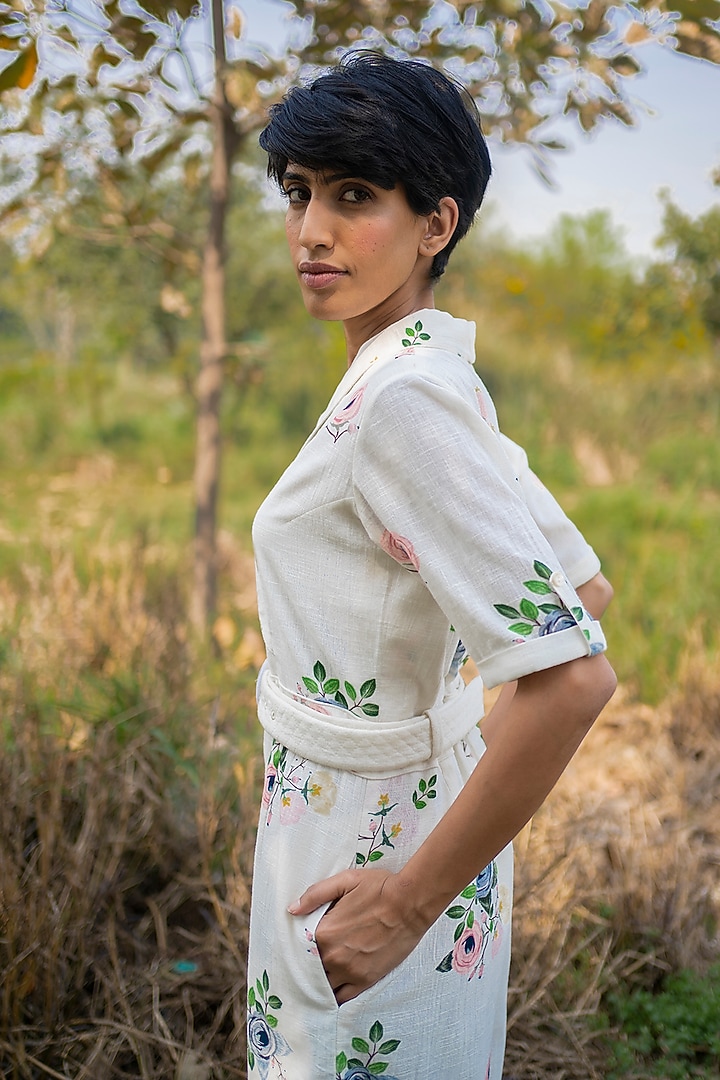 Ivory Printed Jumpsuit by Arcvsh by Pallavi Singh at Pernia's Pop Up Shop