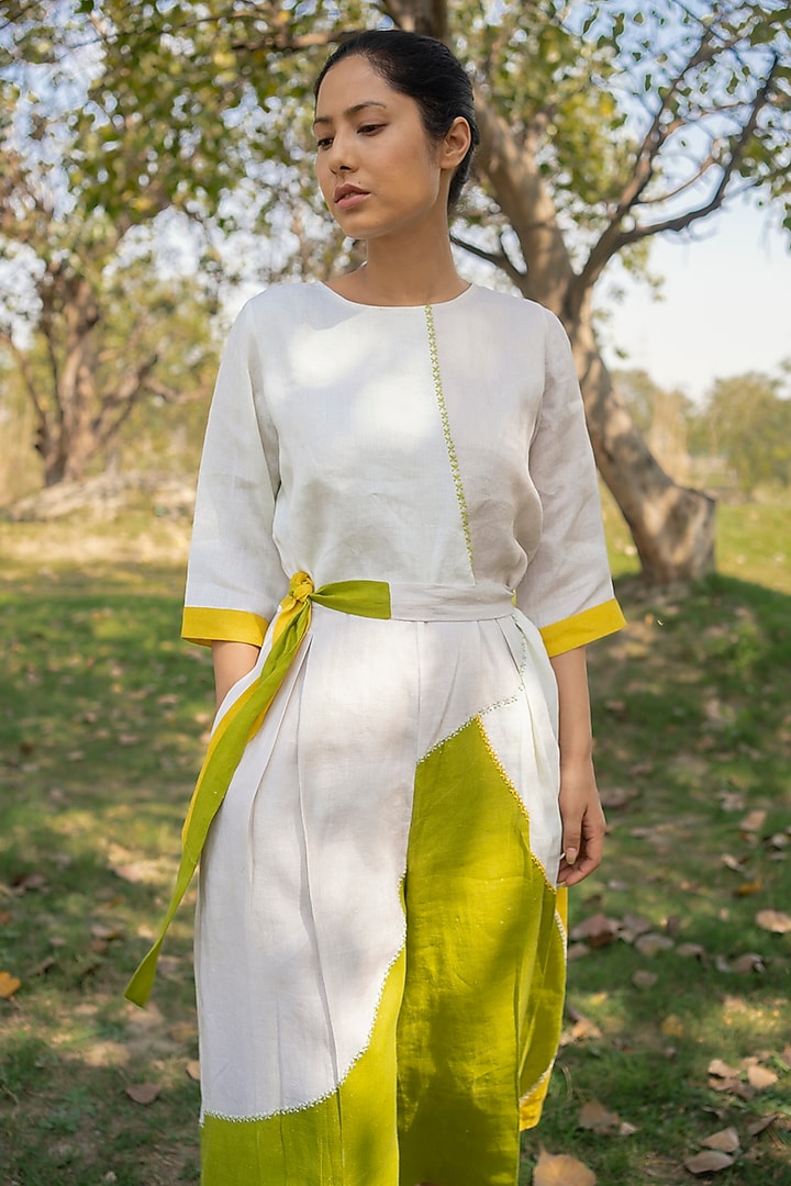 Yellow & Green Printed Jumpsuit by Arcvsh by Pallavi Singh at Pernia's Pop Up Shop