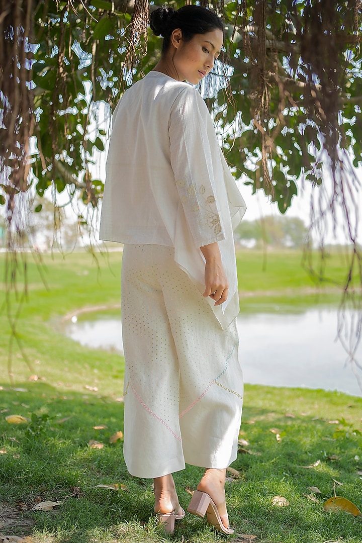Ivory Printed Pant Set With Jacket by Arcvsh by Pallavi Singh at Pernia's Pop Up Shop