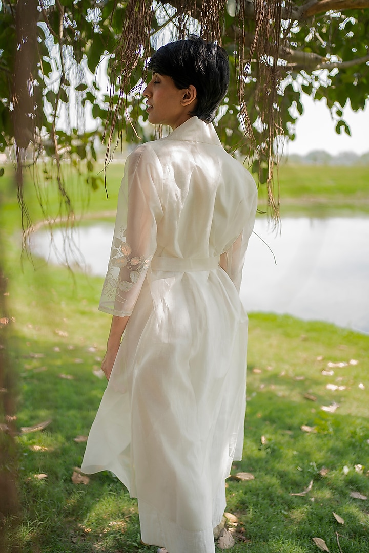 Ivory Jumpsuit With Embroidered Jacket by Arcvsh by Pallavi Singh at Pernia's Pop Up Shop