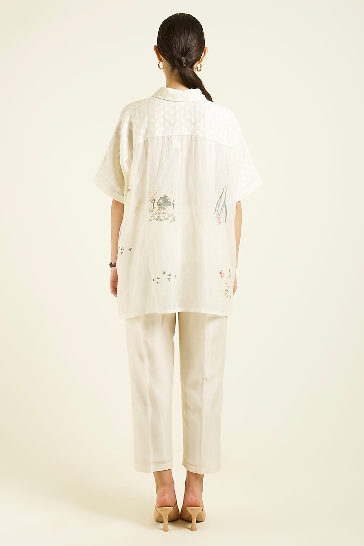 Ivory Mul Chanderi Hand Block Printed Co-Ord Set by Arcvsh by Pallavi Singh at Pernia's Pop Up Shop