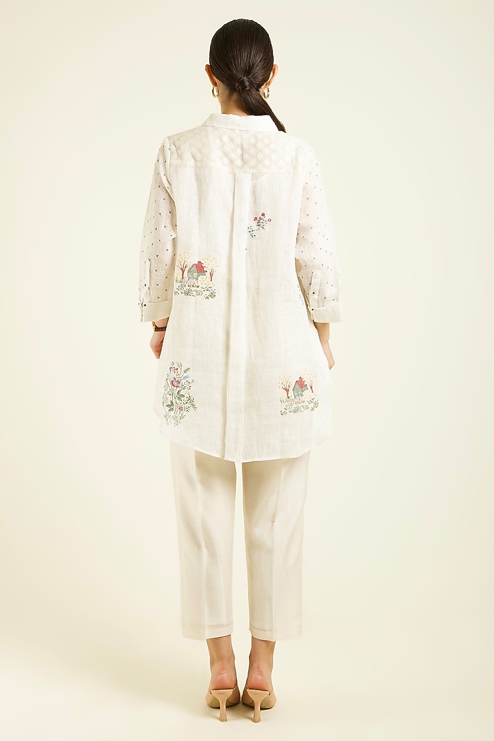 Ivory Gauze Linen Hand Block Printed Co-Ord Set by Arcvsh by Pallavi Singh at Pernia's Pop Up Shop