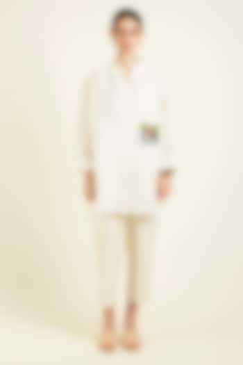 Ivory Gauze Linen Hand Embroidered Co-Ord Set by Arcvsh by Pallavi Singh at Pernia's Pop Up Shop