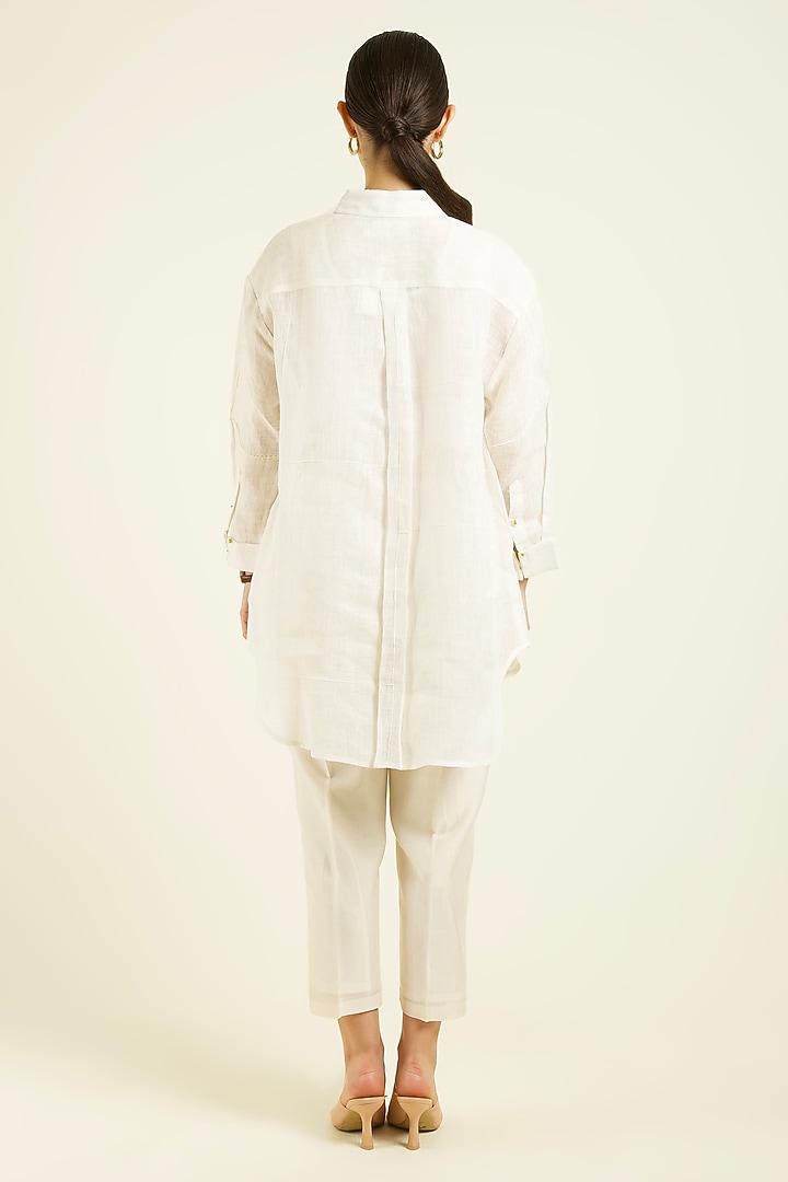 Ivory Gauze Linen Hand Embroidered Co-Ord Set by Arcvsh by Pallavi Singh at Pernia's Pop Up Shop