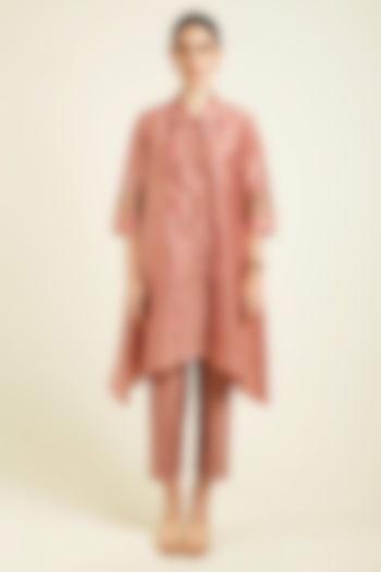 Almond Silk Chanderi Embroidered & Printed Co-Ord Set by Arcvsh by Pallavi Singh at Pernia's Pop Up Shop