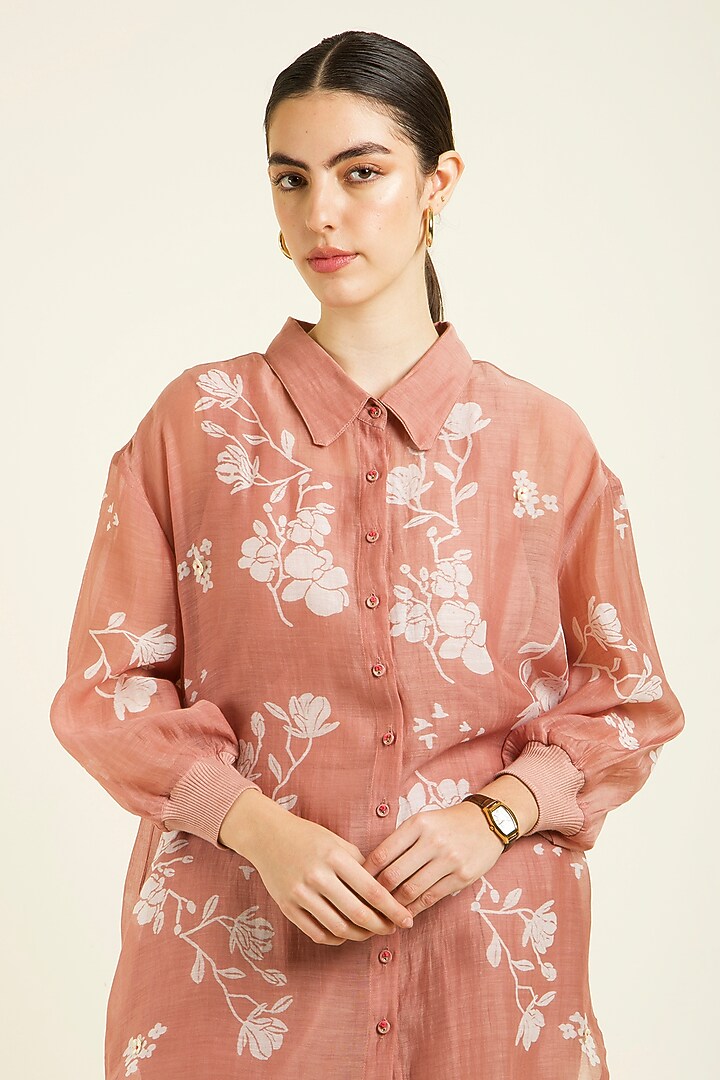 Almond Mul Chanderi Printed Co-Ord Set by Arcvsh by Pallavi Singh at Pernia's Pop Up Shop